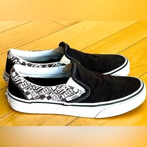 Vans Black and White Slip-On Sneakers, WOMENS SIZE 8.5, Super Clean & NICE